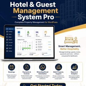 Hotel and Guest Management System Pro WordPress plugin for bookings, payments, and property management